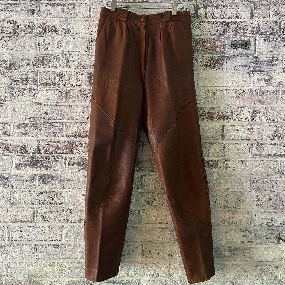 Vintage brown leather, high waisted pants